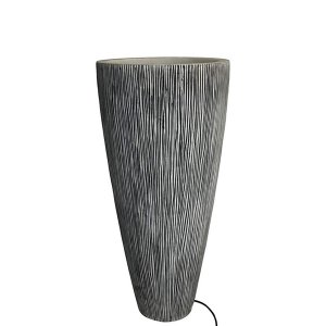 Homeroots.co 274808 1 X 18 X 39 Gray Sandstone Ribbed Long Conical  Pl