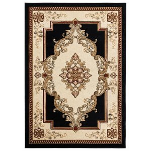 Homeroots.co 367347 2' X 4' Black Olefin Polypropylene Mat Rug