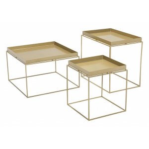 Homeroots.co 364534 23.6 X 23.6 X 15.7 Gold, Steel, Nesting Table