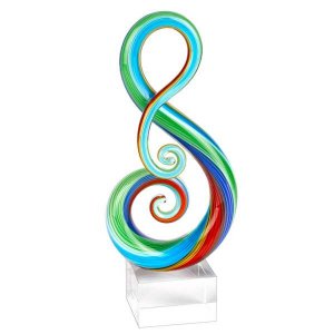 Homeroots.co 376088 11 Multicolor Art Glass Clef Centerpiece On Crysta