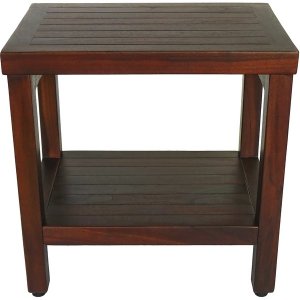 Homeroots.co 376666 Compact Rectangular Teak Shower Or Outdoor Bench W