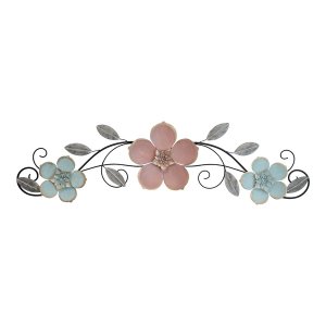 Homeroots.co 376588 Flower Metal Wall Decor With Metallic Gold Edge Fi