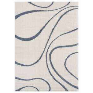 Homeroots.co 371644 23 X 36 Blue  Grey Microfiber Polyester Accent Rug