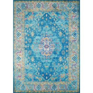 Homeroots.co 370893 22 X 36 Cerulean Olefin  Polyester Accent Rug