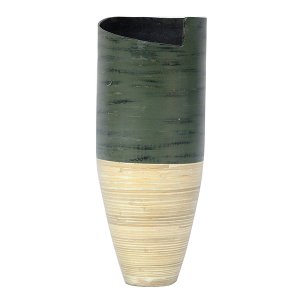 Homeroots.co 294837 9 X 9 X 20 Distressed Green  Natural Bamboo Bamboo