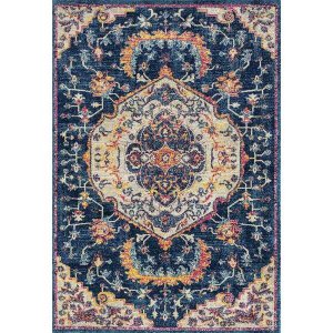 Homeroots.co 366423 22 X 36 Midnight Blue Olefin Frieze Accent Rug