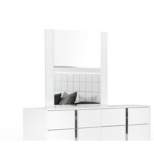 Homeroots.co 282682 41 White Mdf  Glass  And Veneer Mirror