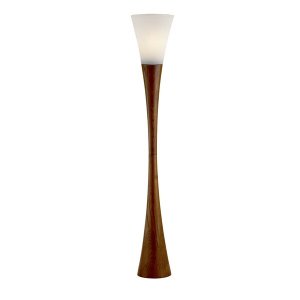 Homeroots.co 372535 Sleek Walnut Wood Finished Floor Lamp With Frosted