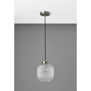 Homeroots.co 372874 Dotty Glass Brushed Steel Metal Pendant