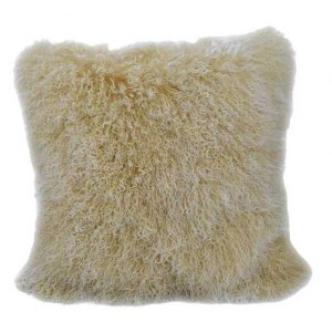 Homeroots.co 334386 24 Gold Tibetan Lamb Fur Pillow With Microsuede Ba