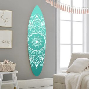 Homeroots.co 370402 18 X 1 X 76 Wood, Blue, Serenity Surfboard Wall Ar