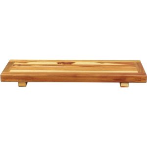 Homeroots.co 376658 Compact Rectangular Driftwood Finish Teak Bathtub 