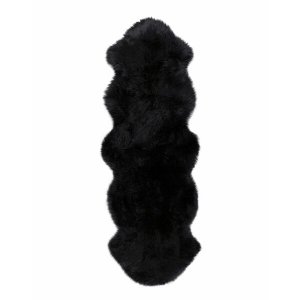 Homeroots.co 293189 24 X 72 X 2 Black, Double Sheepskin - Area Rug