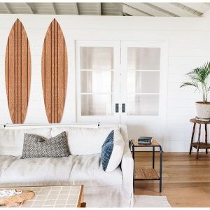 Homeroots.co 370409 Natural Brown Thin Stripe Surfboard Wall Art