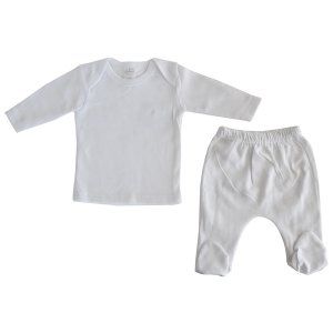 Bambini 411.M Bambini White Interlock Long Two Piece Set