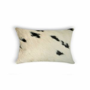 Homeroots.co 316880 12 X 20 X 5 White And Black Cowhide - Pillow