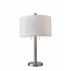 Homeroots.co 372659 Classic Brushed Steel Metal Table Lamp