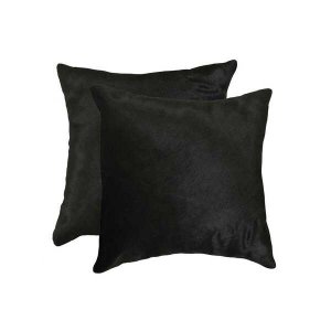 Homeroots.co 328298 18 X 18 X 5 Black Torino Cowhide - Pillow  2-pack