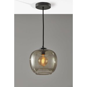 Homeroots.co 372578 Smoked Glass Globe Shade With Vintage Edison Bulb 