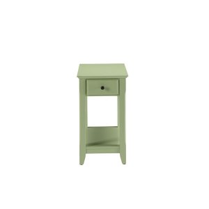 Homeroots.co 286316 Light Green Wooden Drawer Sleek Side Table