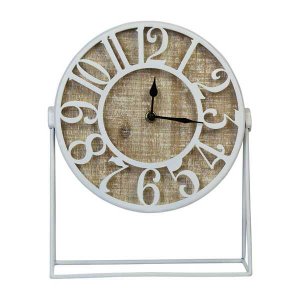 Homeroots.co 376611 9 Round Semi-glossy White Finish Desk Clock