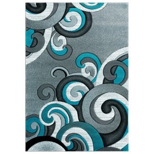 Homeroots.co 367447 22 X 32 Turquoise Olefin  Polypropylene Accent Rug