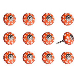 Homeroots.co 321699 1.5 X 1.5 X 1.5 Orange, White And Silver - Knobs 1