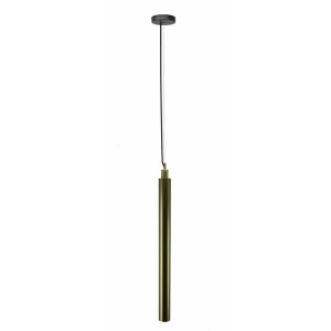 Homeroots.co 373056 Matte Brass Cylindrical Pendant Lamp