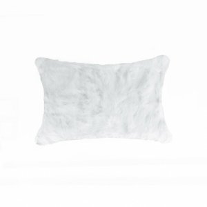 Homeroots.co 358160 5 X 12 X 20 100% Natural Rabbit Fur White Pillow