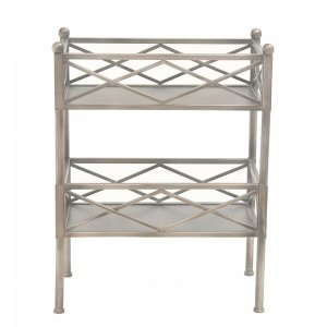 Homeroots.co 370377 Stylish Brushed Silver 2 Shelf Serving Cart Or Boo