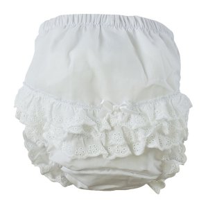 Bambini 600.W.M White Girl's Cottonpoly Fancy Pants Underwear