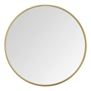 Homeroots.co 373332 28 Aubrey Gold Metal Framed Wall Mirror