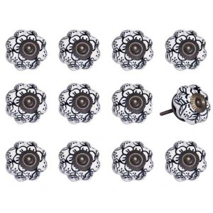 Homeroots.co 321661 1.5 X 1.5 X 1.5 White, Black And Gold - Knobs 12-p