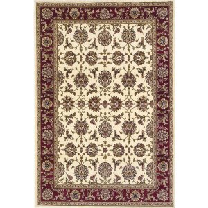 Homeroots.co 353178 1' X 2' Ivory Or Red Floral Vines Area Rug