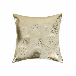 Homeroots.co 317010 18 X 18 X 5 Gray And Gold Cowhide - Pillow