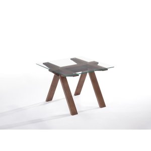 Homeroots.co 283838 19 Walnut Wood And Glass End Table