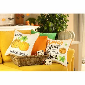 Homeroots.co 376895 Set Of 4 18 Fall Pumpkin Spice Harvest Throw Pillo