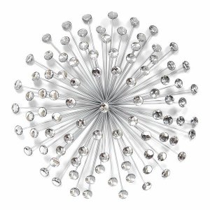 Homeroots.co 321379 Silver Acrylic Burst Metal Wall Decor