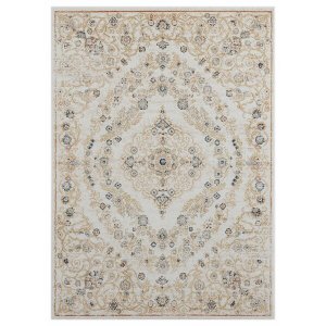 Homeroots.co 368006 23 X 36 Beige Microfiber  Polyester Accent Rug