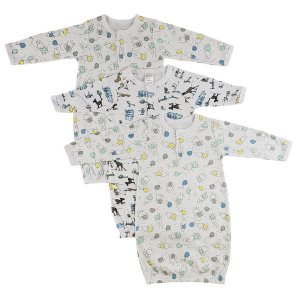 Bambini CS_0087 Bambini Girls Print Infant Gowns - 3 Pack