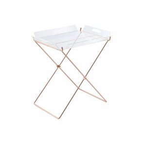 Homeroots.co 286456 Modern Clear Acrylic Copper Tray Table