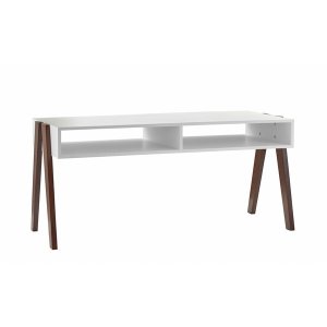 Homeroots.co 372975 Modern Retro White And Walnut Finish Coffee Table