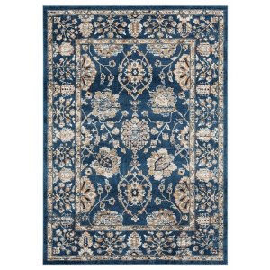 Homeroots.co 368014 23 X 36 Navy Microfiber  Polyester Accent Rug