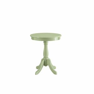 Homeroots.co 286301 Light Green Solid Wooden Pedestal Side Table