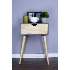 Homeroots.co 319745 16 X 12 X 24 Graphite Mdf  Wood End Table With  Dr