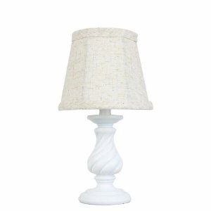 Homeroots.co 380511 Twisted White Candlestick Accent Lamp