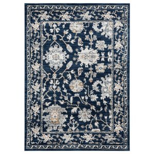 Homeroots.co 368022 23 X 36 Navy Microfiber  Polyester Accent Rug