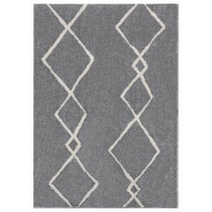 Homeroots.co 371548 23 X 36 Grey Microfiber Polyester Accent Rug