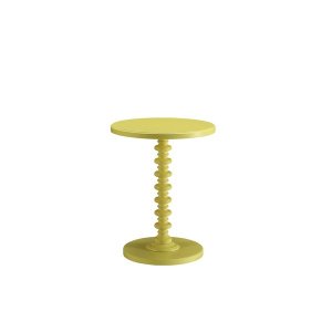 Homeroots.co 286297 Yellow Solid Wooden Spindle Side Table