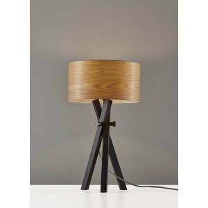 Homeroots.co 372787 Architectonic Black Wood Tripod Table Lamp